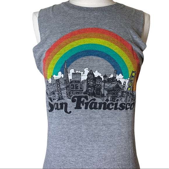 American Apparel heather grey rainbow San Francisco tank top XS